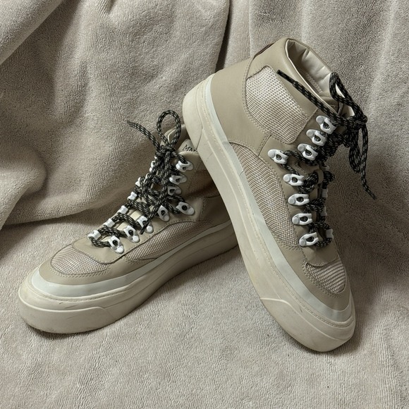 Miz Mooz Shoes - Miz Moos Alpyne High Top Sneakers‎ Women's Size 8M Khaki Leather Upper
